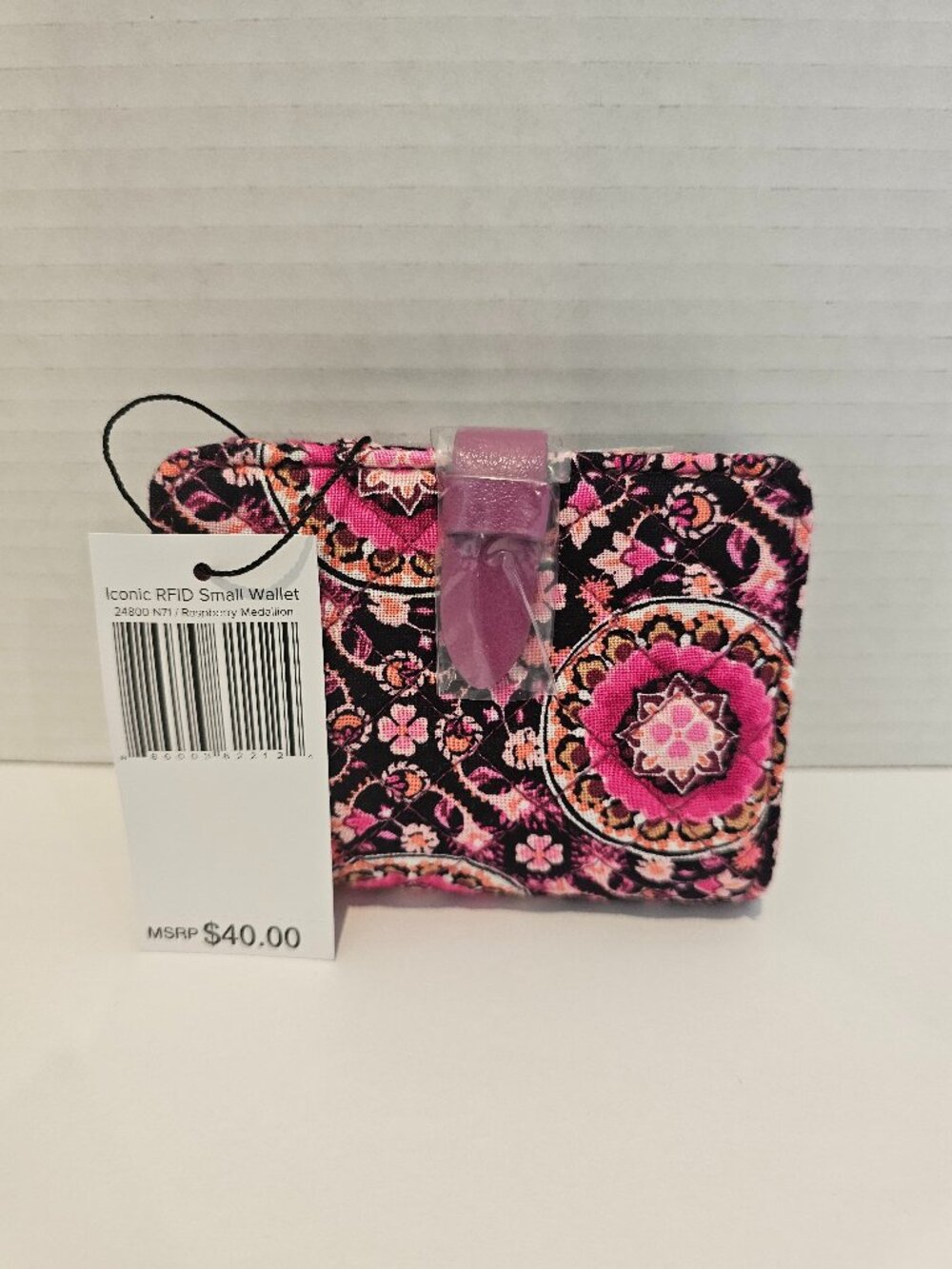NWT Vera Bradley Iconic RFID Small Wallet Raspberry Medallion Pink Paisley - Picture 8 of 8